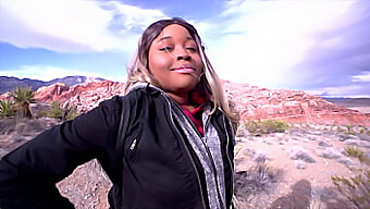 African-American Beauty Gives Her Lover A Sloppy Oral In The Desert