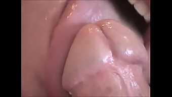 Intense Close-Up Of Penis Sucking