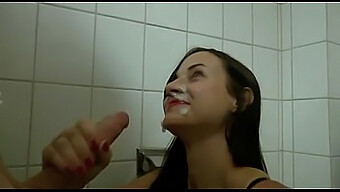 Young Devotee Gives Oral And Gets Fucked In A Public Restroom