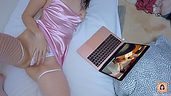 A Girl In Lingerie Watches Porn And Enjoys Her Orgasm