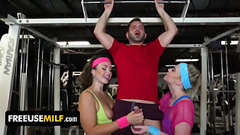 A Fortunate Man Enjoys A Threesome With Two Voluptuous Milfs In Yoga Pants During His First Visit To His Gym