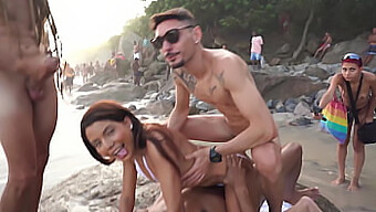 Bianca Dantas'S Public Beach Encounter With Multiple Partners And Adventurous Anal Acts