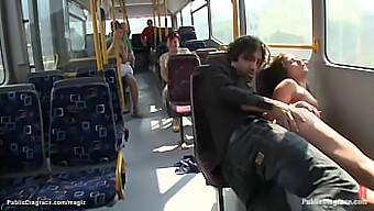 A Petite European Woman Engages In Sexual Activity On A Municipal Bus